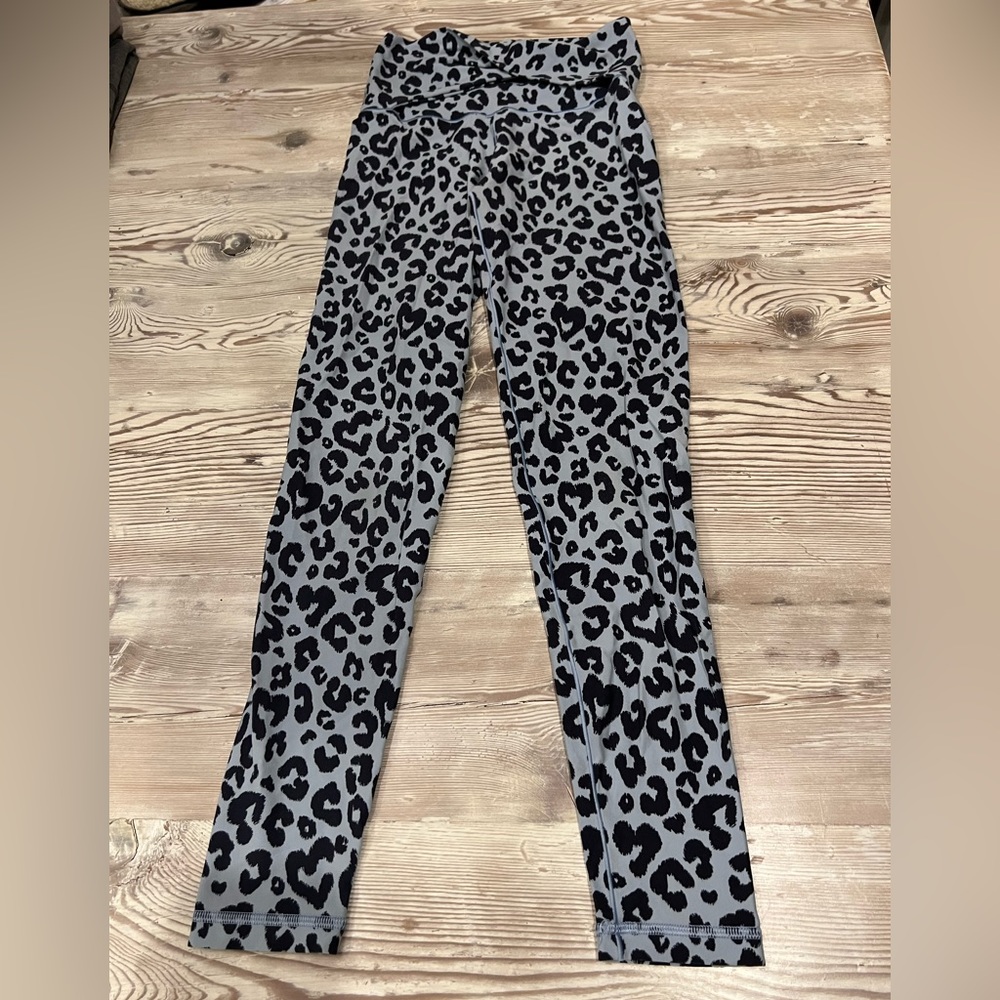 Aerie cheetah print, light blue cross front leggings